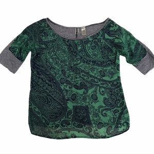 BKE Top The Buckle Mixed Media Paisley Stripes Sm